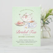 Classy Bruids High Tea Floral Theepot Bloom Pastel Kaart (Staand voorkant)