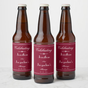 Classy bruiloft aangepaste namen Elegant Bourgondi Bier Etiket
