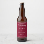 Classy bruiloft aangepaste namen Elegant Bourgondi Bier Etiket (Voorkant)