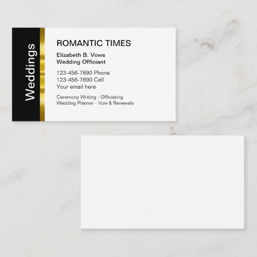 Classy bruiloft ambtenaar Upscale Visitekaartjes (Voorkant / Achterkant)