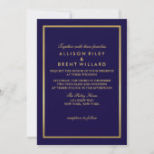 Classy bruiloft uitnodiging Gouden folie - Navy Bl (Voorkant)