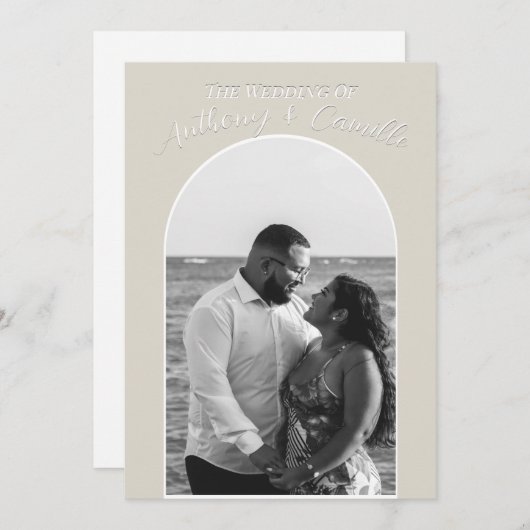 Classy bruiloft uitnodiging op maat met foto (Voorkant / Achterkant)