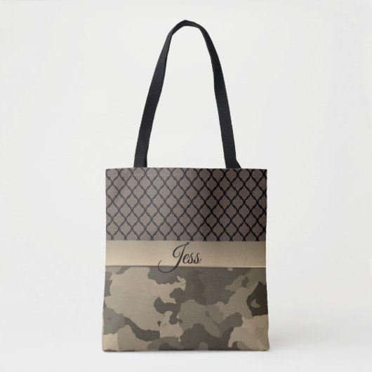 Classy bruin camo Gepersonaliseerd Tote Bag (Voorkant)