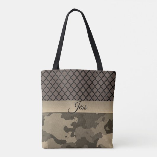 Classy bruin camo Gepersonaliseerd Tote Bag (Achterkant)