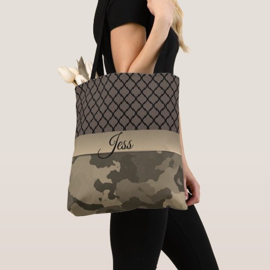 Classy bruin camo Gepersonaliseerd Tote Bag (Dichtbij)