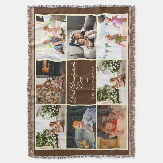 Classy Bruin Fotocollage Beste Grootouders Deken (Voorkant Verticaal)