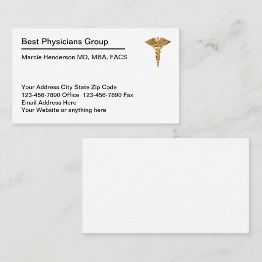 Classy Budget Medisch Arts Visitekaartjes (Voorkant / Achterkant)