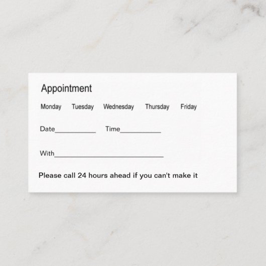 Classy Budget Tandarts Afspraak Visitekaartjes (Achterkant)