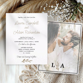 Classy Budget White & Gold Uitnodiging voor een br