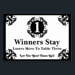 Classy Bunco Table Card #1 Kaart<br><div class="desc">De klasachtige tafelkaart zal een elegante aanraking aan uw bruiloft, herdenking, fundraiser, dans, seminar, afspraak, diner, bedrijf, bedrijf, afstuderen, pensionering, douche, luncheon, Bunco-avond of andere speciale gebeurtenis geven. De grootte van de doopvont, de doopvontstijl en de doopvontkleur kunnen worden veranderd om uw eigen kleurenthema te passen. Voeg uw eigen datum,...</div>