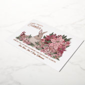 Classy Bunny Rabbit Floral Happy Pasen Folie Feestdagenkaart (Gedraaid)