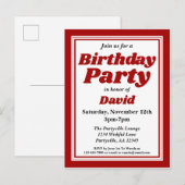 Classy Burgundy Adult Birthday Party Uitnodiging Briefkaart (Voorkant / Achterkant)