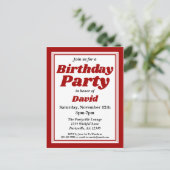 Classy Burgundy Adult Birthday Party Uitnodiging Briefkaart (Staand voorkant)