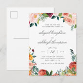 Classy Burgundy Blush Pink Floral Engagement Party Uitnodiging Briefkaart (Voorkant / Achterkant)