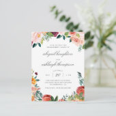 Classy Burgundy Blush Pink Floral Engagement Party Uitnodiging Briefkaart (Staand voorkant)