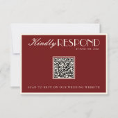 Classy Burgundy Cream Old Money QR Code Wedding RSVP Kaartje (Voorkant)