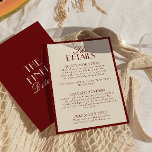 Classy Burgundy Cream Old Money Wedding Details Informatiekaartje<br><div class="desc">Simple and stylish retro colorful wedding guest info details. With cream chic background and burgundy text layout with whimsical old money classy wordings. All the info are customizable as website,  transportation,  accommodation . Grab it along with other products from this classy hand made retro wedding suite.</div>