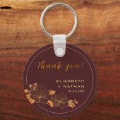 Classy Burgundy Gold Floral Weddenschap Hartelijk  Sleutelhanger (Voorkant)