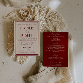 Classy Burgundy Ivory Old Money All In One Wedding Kaart
