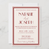 Classy Burgundy Ivory Old Money Retro Wedding Kaart (Voorkant)