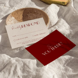 Classy Burgundy Ivory Old Money Timeless Wedding RSVP Kaartje