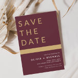 Classy Burgundy Save the Date Elegant Gold<br><div class="desc">Classy Wedding Elegant Burgundy en Gold Save the Date Cards. Sparen de kaarten van de Datum bevatten een moderne hand geschreven kromme manuscripttypografie die elegant,  eenvoudig en modern zijn om na u minimalistische eenvoudige trouwdag te gebruiken viering.</div>
