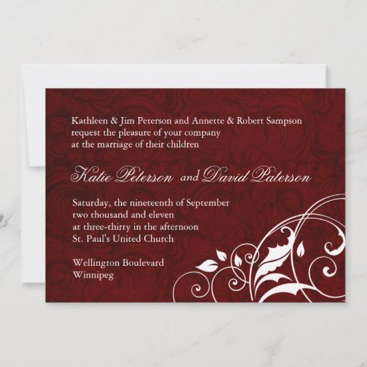 Classy Burgundy Wedding Invitation Kaart (Voorkant)