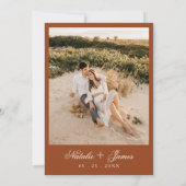 Classy Burnt Orange Floral Boho Terracotta Wedding Kaart (Achterkant)