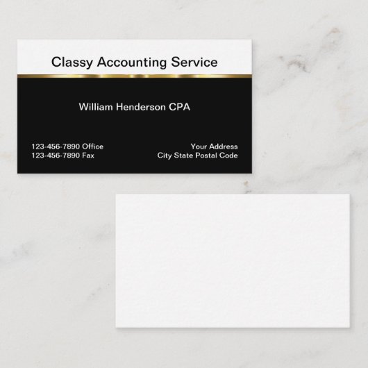 Classy Business Accountant Visitekaartje (Voorkant / Achterkant)