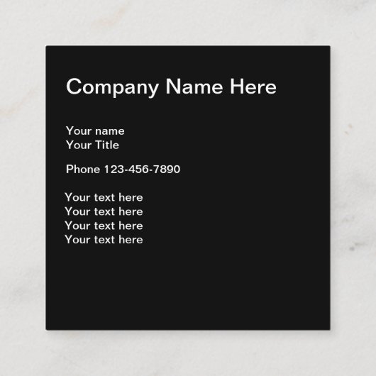 Classy Business Logo Design Vierkante Visitekaartje (Achterkant)