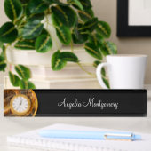 Classy Business Monogram Desk Name Bord and Clock Naambordje