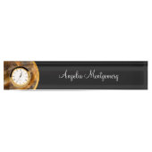Classy Business Monogram Desk Name Bord and Clock Naambordje (Voorkant)