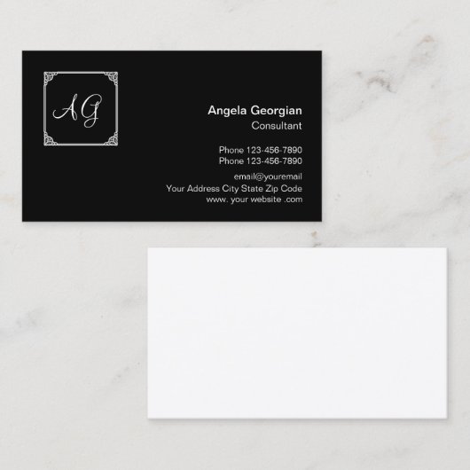 Classy Business Professional Monogram Stijl Visitekaartje (Voorkant / Achterkant)