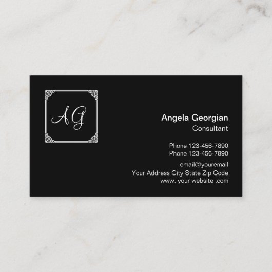 Classy Business Professional Monogram Stijl Visitekaartje (Voorkant)