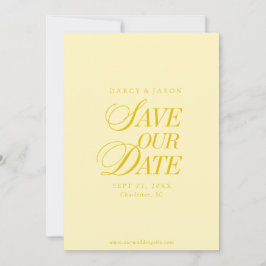 Classy Butter Yellow Elegant Save the Date Card