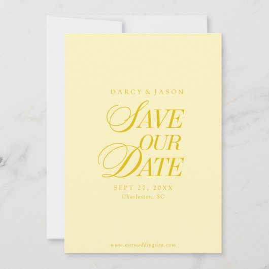 Classy Butter Yellow Elegant Save the Date Card (Voorkant)