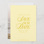 Classy Butter Yellow Elegant Save the Date Card (Voorkant / Achterkant)