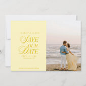 Classy Butter Yellow Elegant Save the Date Card (Voorkant)