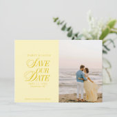 Classy Butter Yellow Elegant Save the Date Card (Staand voorkant)
