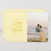 Classy Butter Yellow Elegant Save the Date Card (Voorkant / Achterkant)