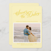 Classy Butter Yellow Elegant Script Sla de datum o Save The Date (Voorkant / Achterkant)