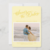 Classy Butter Yellow Elegant Script Sla de datum o Save The Date (Voorkant)