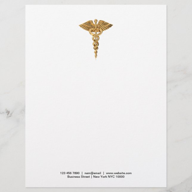 Classy Caduceus Letterhead Business Briefpapier Briefhoofd (Voorkant)