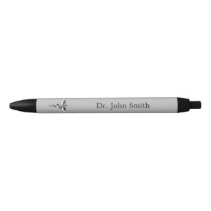 Classy Caduceus Noble Medical Elegant Black White Zwarte Inkt Pen