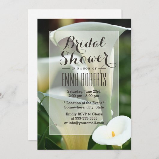 Classy Calla Lily Bridal Shower Invitations Kaart (Voorkant / Achterkant)