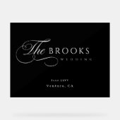 Classy Calligraphic Black Wedding Acryl Bord (Voorkant)