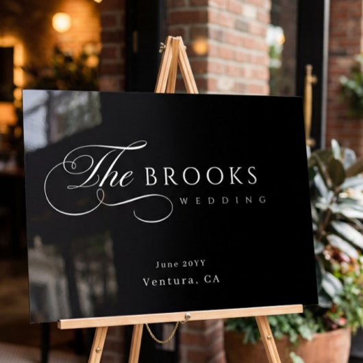 Classy Calligraphic Black Wedding Acryl Bord