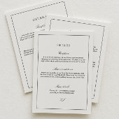 Classy Calligraphy Black and White Wedding Details Informatiekaartje
