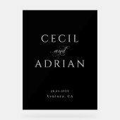 Classy Calligraphy Black Wedding Acryl Bord (Voorkant)