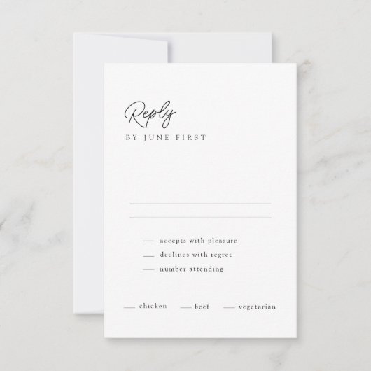 Classy Calligraphy Black White Wedding RSVP Kaart (Voorkant)